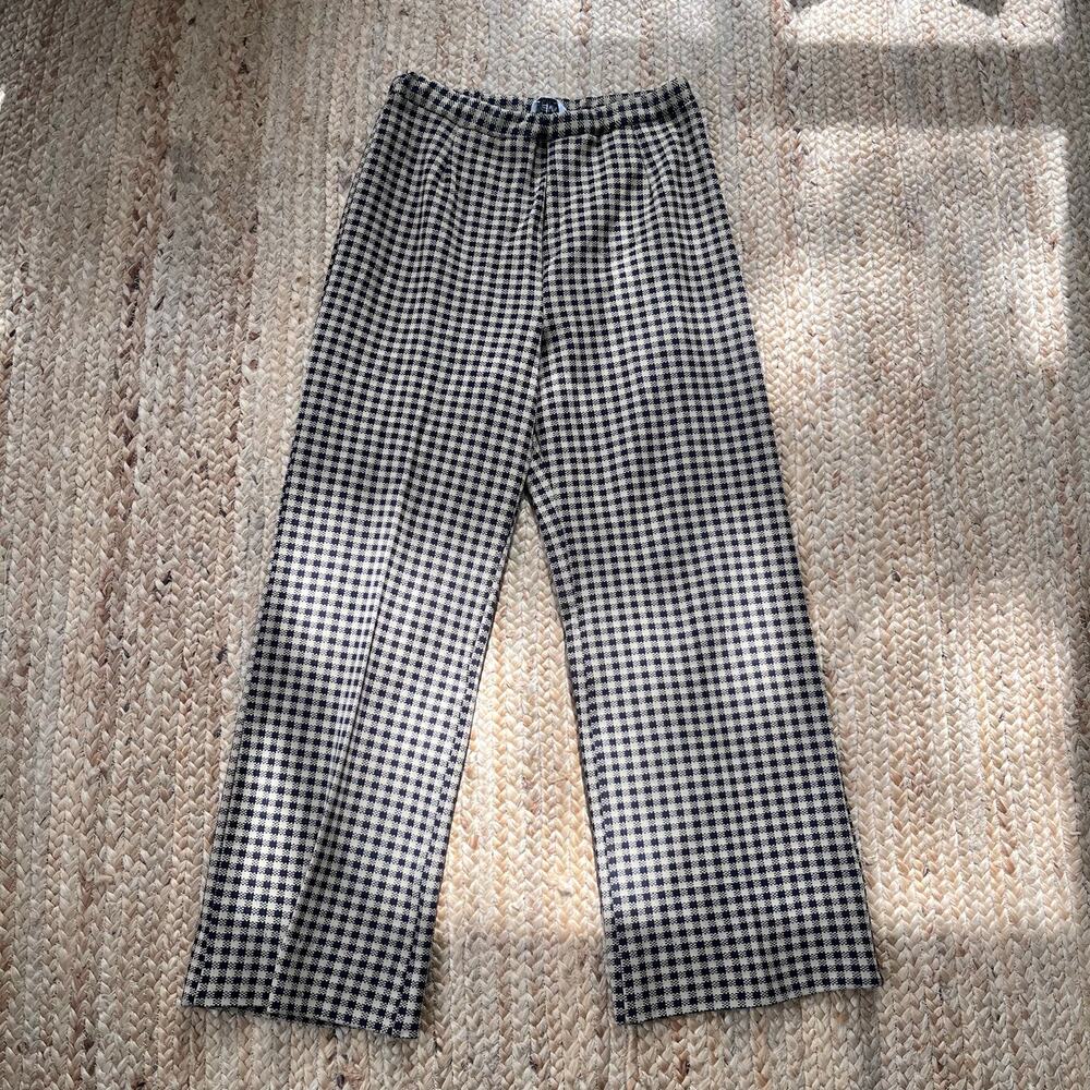Vintage 70s wide leg checkered polyester pants
